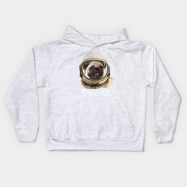 Space Pug, pug face, pug lovers, astronaut pug Kids Hoodie by Collagedream